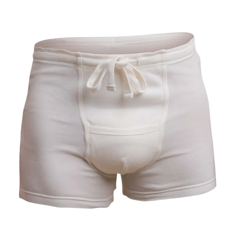 100% Organic Cotton Men's Drawstring Boxers - Elastic Free Briefs w/ Fly