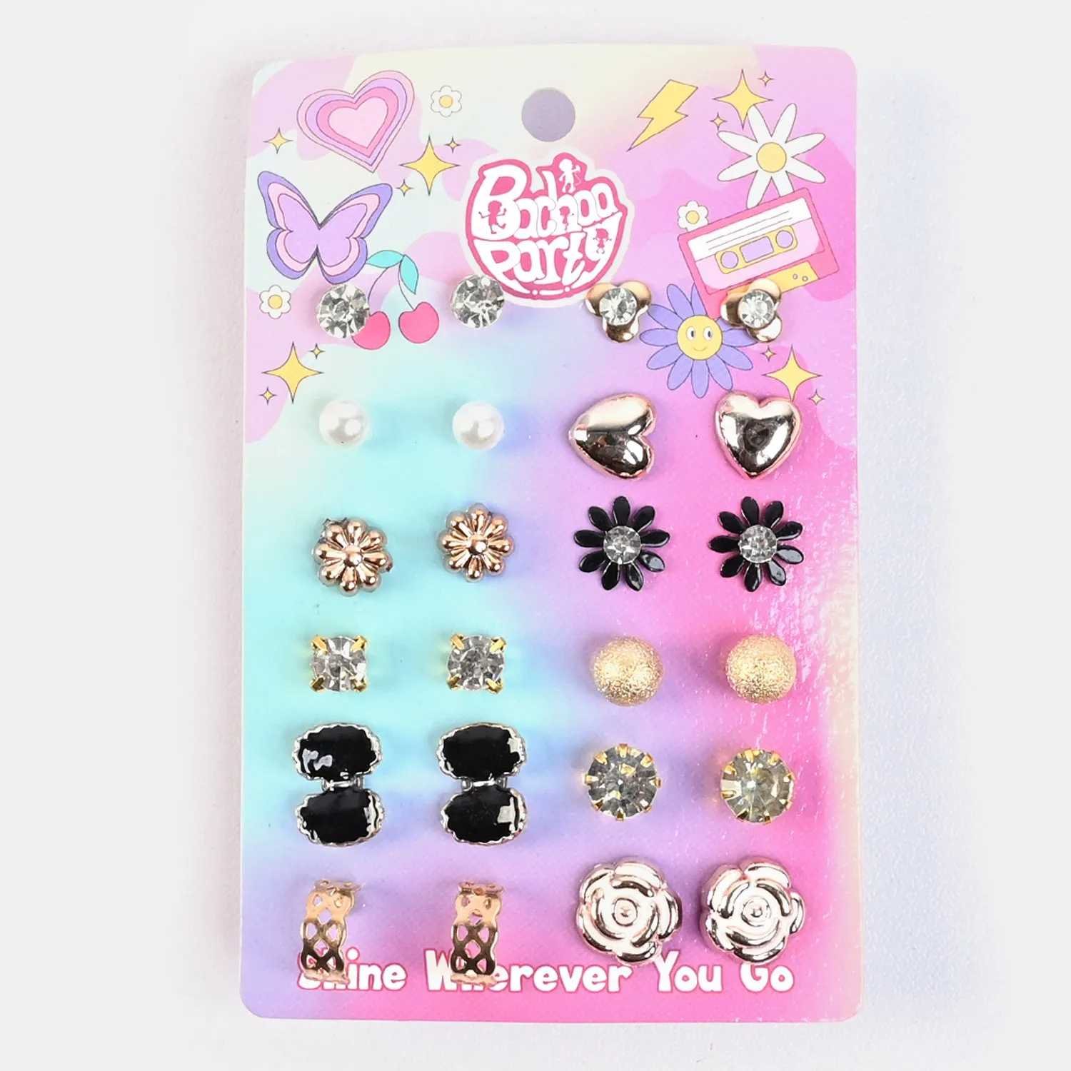 12 Pairs Charming Ears Studs/Tops For Girls