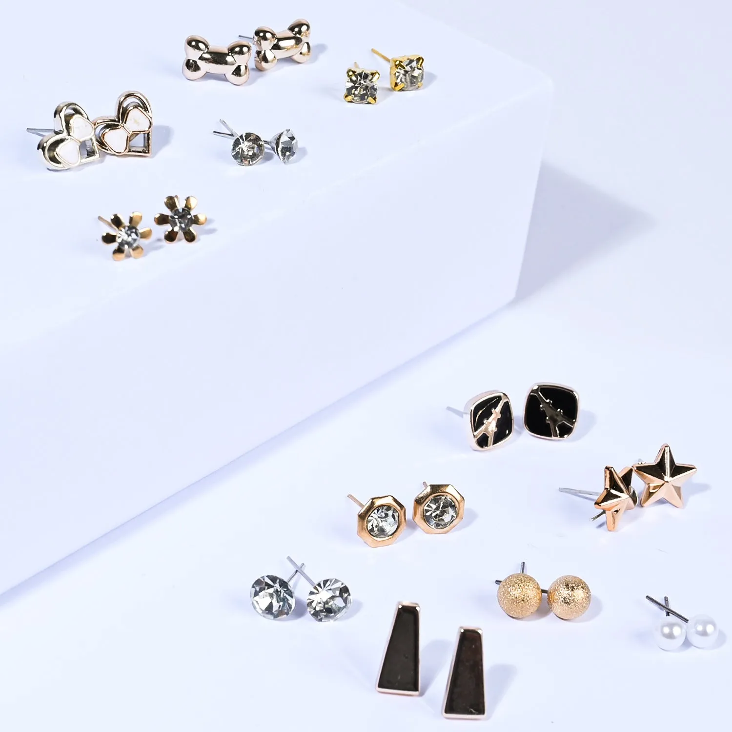 12 Pairs Charming Ears Studs/Tops For Girls