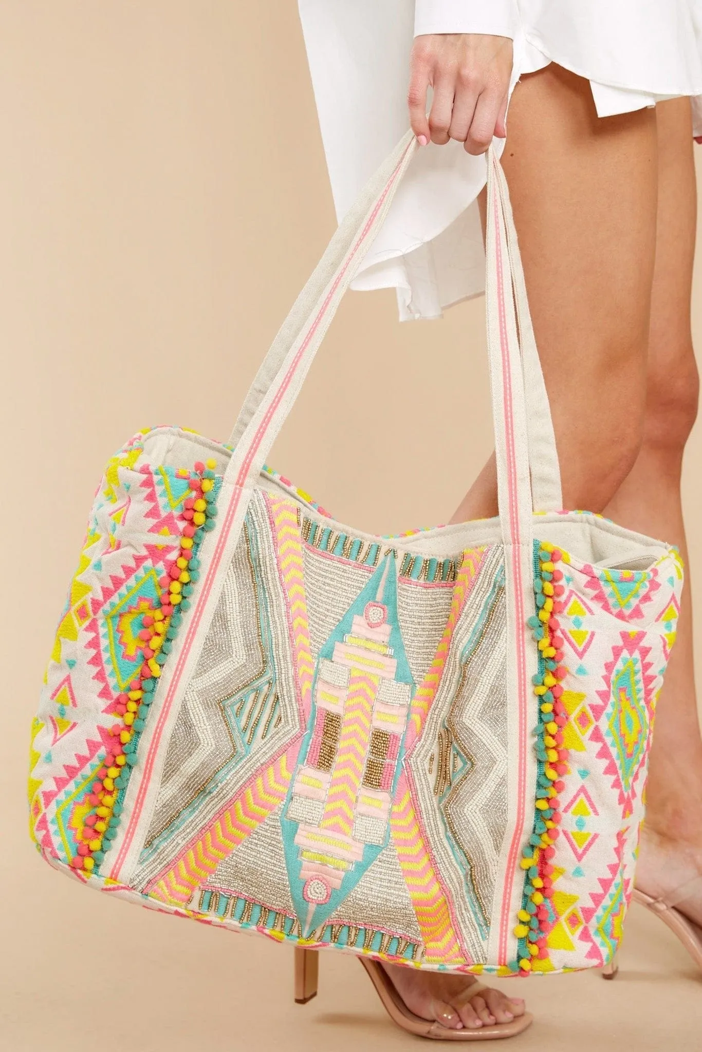 AB20-001 Hand Beaded Impala Aztec Tote