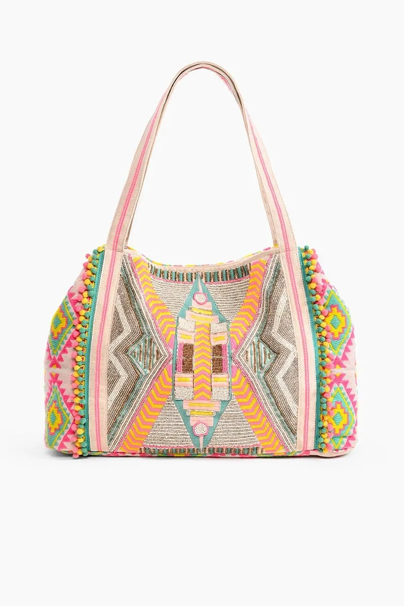 AB20-001 Hand Beaded Impala Aztec Tote