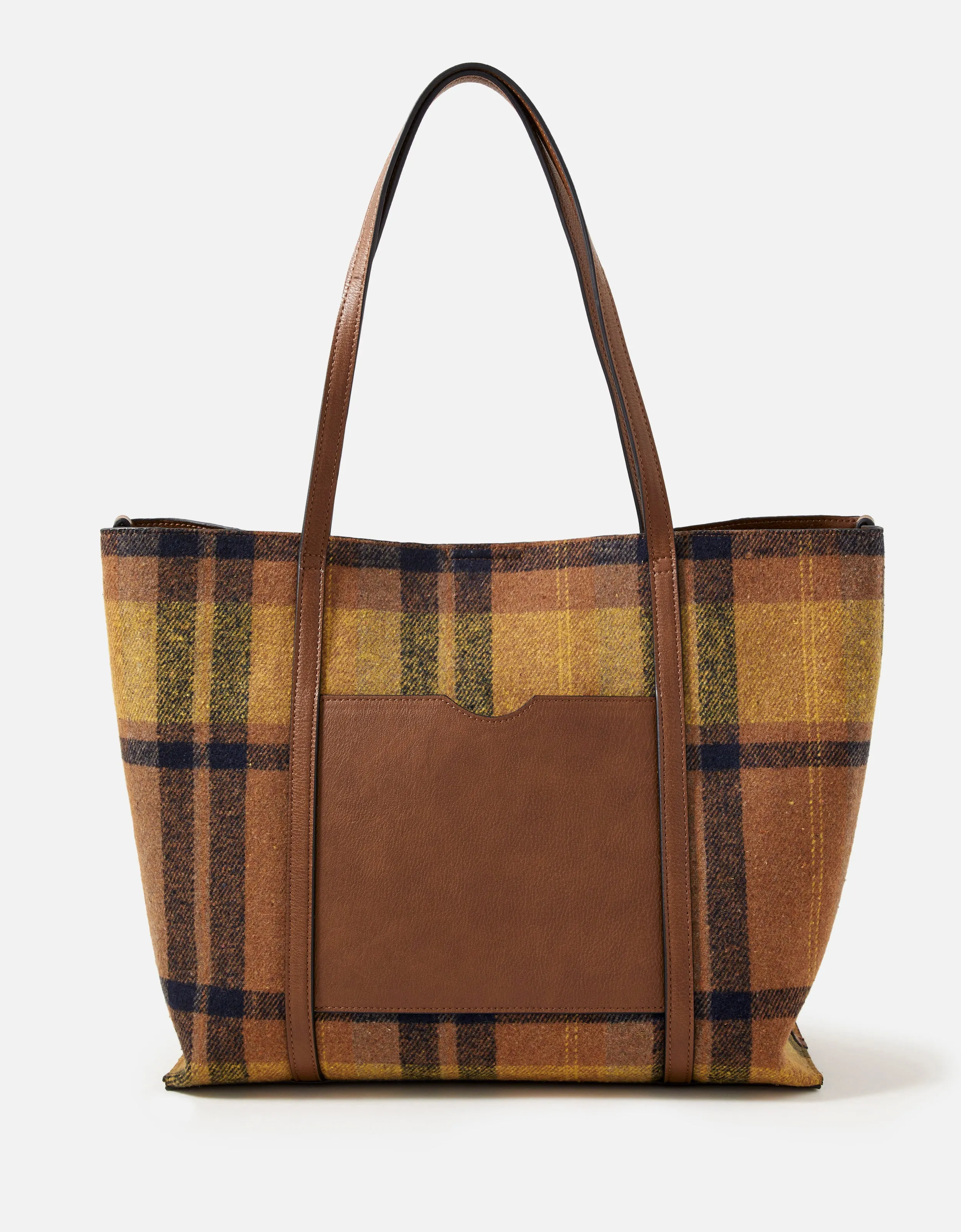 Accessorize London Carrie Check Brown Checks Tote Bag for Women