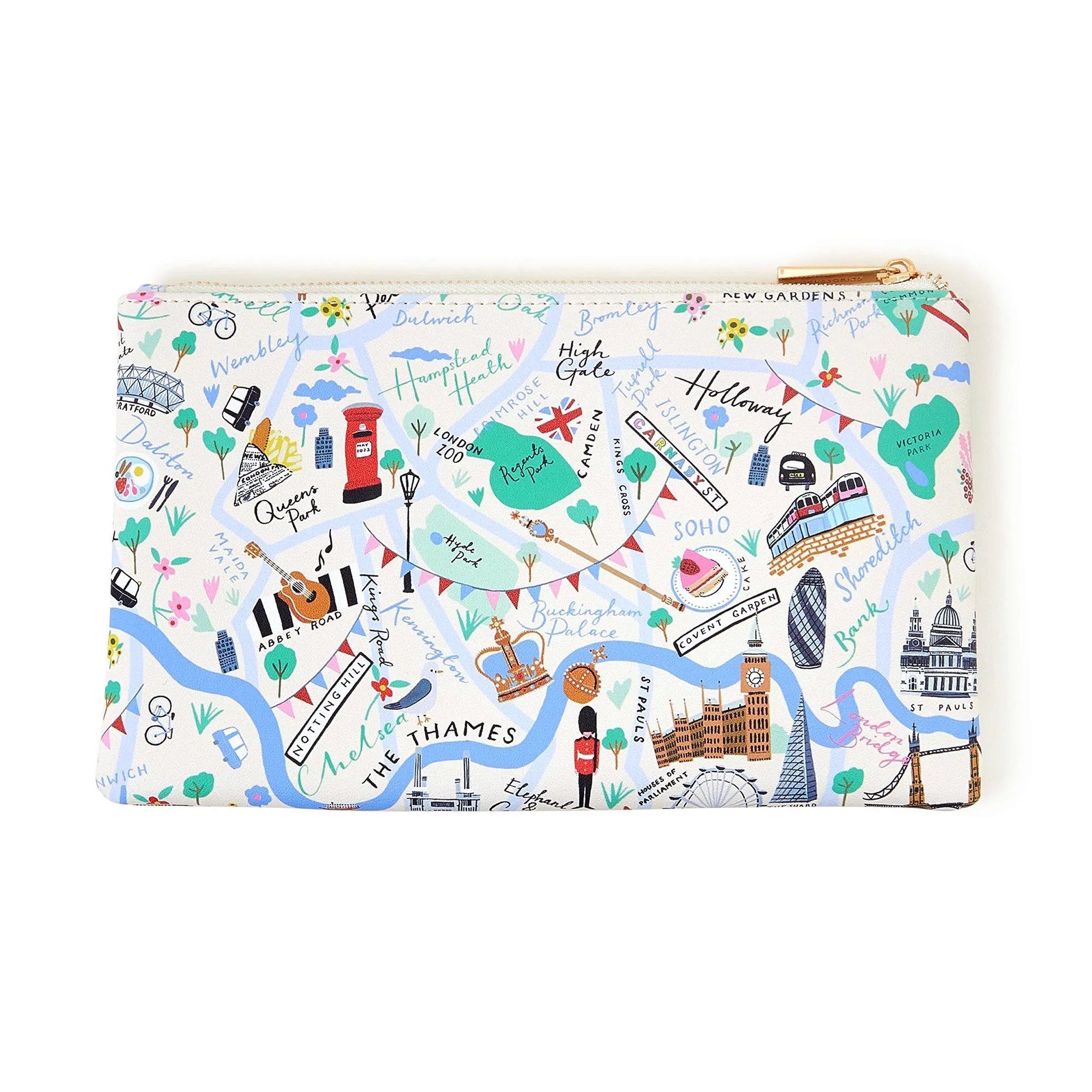 Accessorize London Women'S Faux Leather Multi London Print Pencil Case