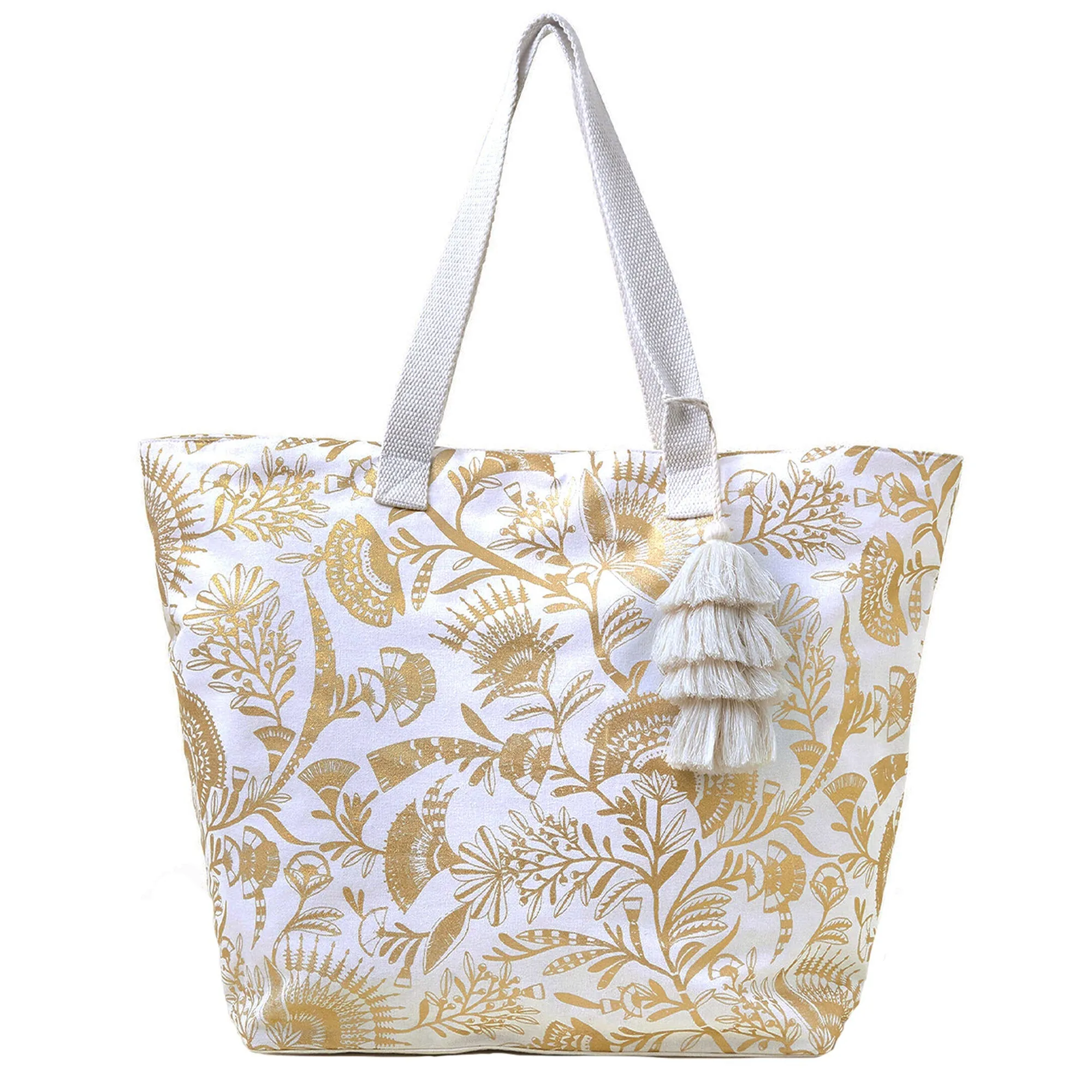 Accessorize London Women's Gold Print Metallic Shopper Bag