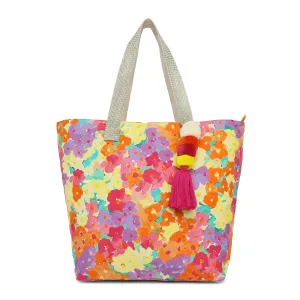 Accessorize London Women's Pure Cotton Multi Color Printed Floral Shopper Bag