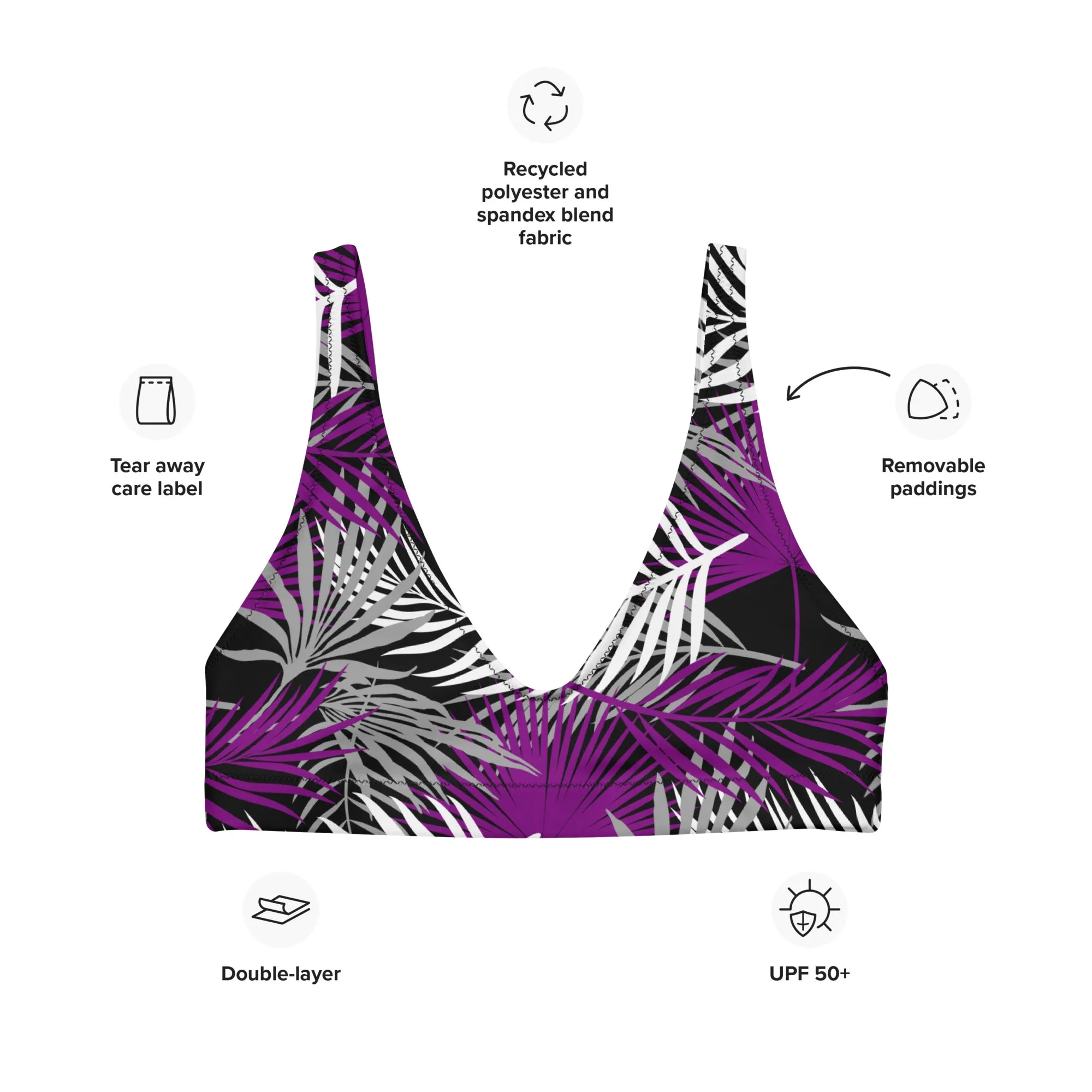 Asexual Palm Athletic Bikini Top