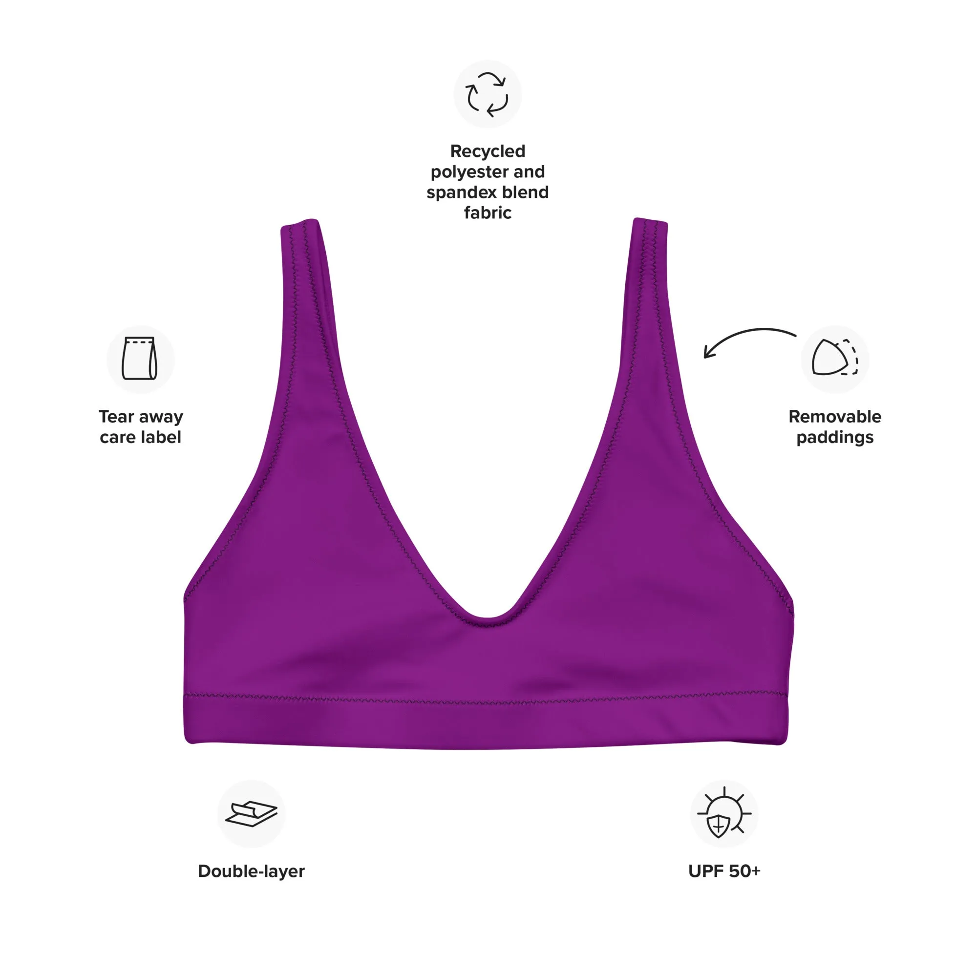 Asexual Solid Athletic Bikini Top