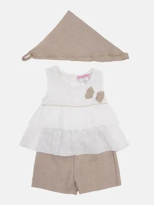 Baby Girl Marie French Collection 3-Piece Summer Set-Beige