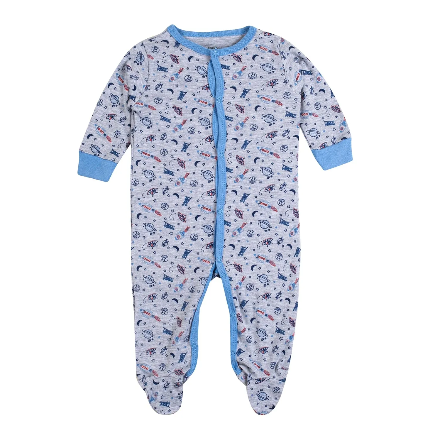 Baby Moo Chandrayaan Gift Set 6 Piece With Bodysuits, Pyjama, Cap, Bib And Socks - Blue