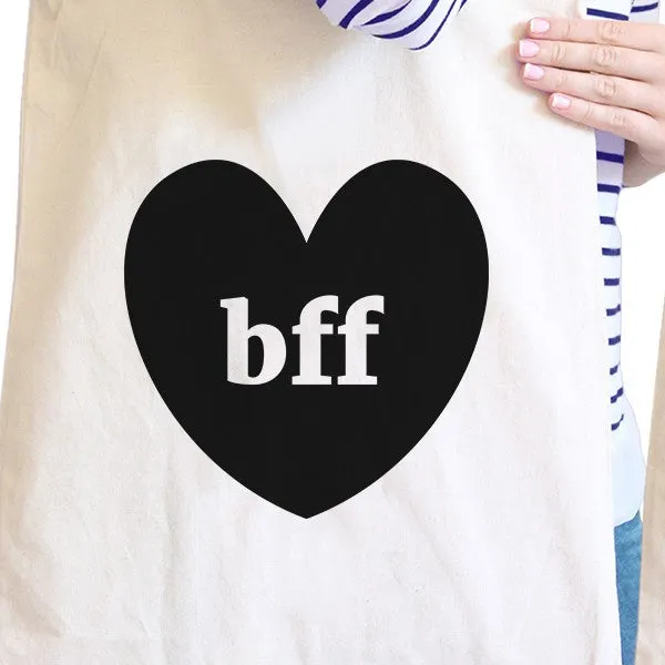 Bff Hearts BFF Matching Natural Canvas Bags