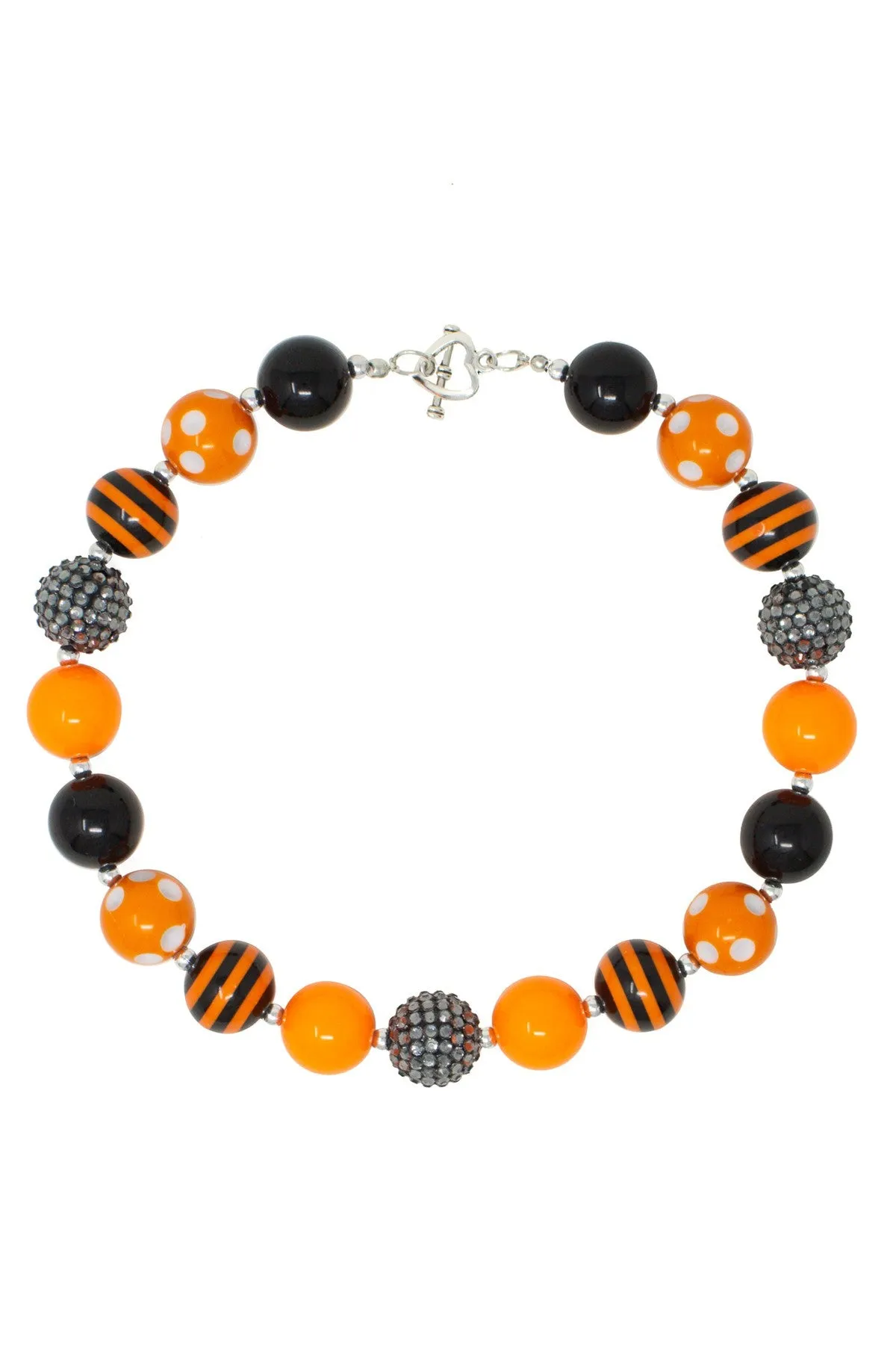 Black & Orange Rhinestone Bubblegum Necklace