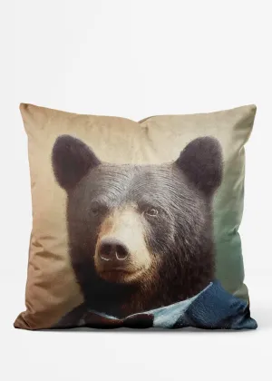 Black Bear Animal Portrait Cushion