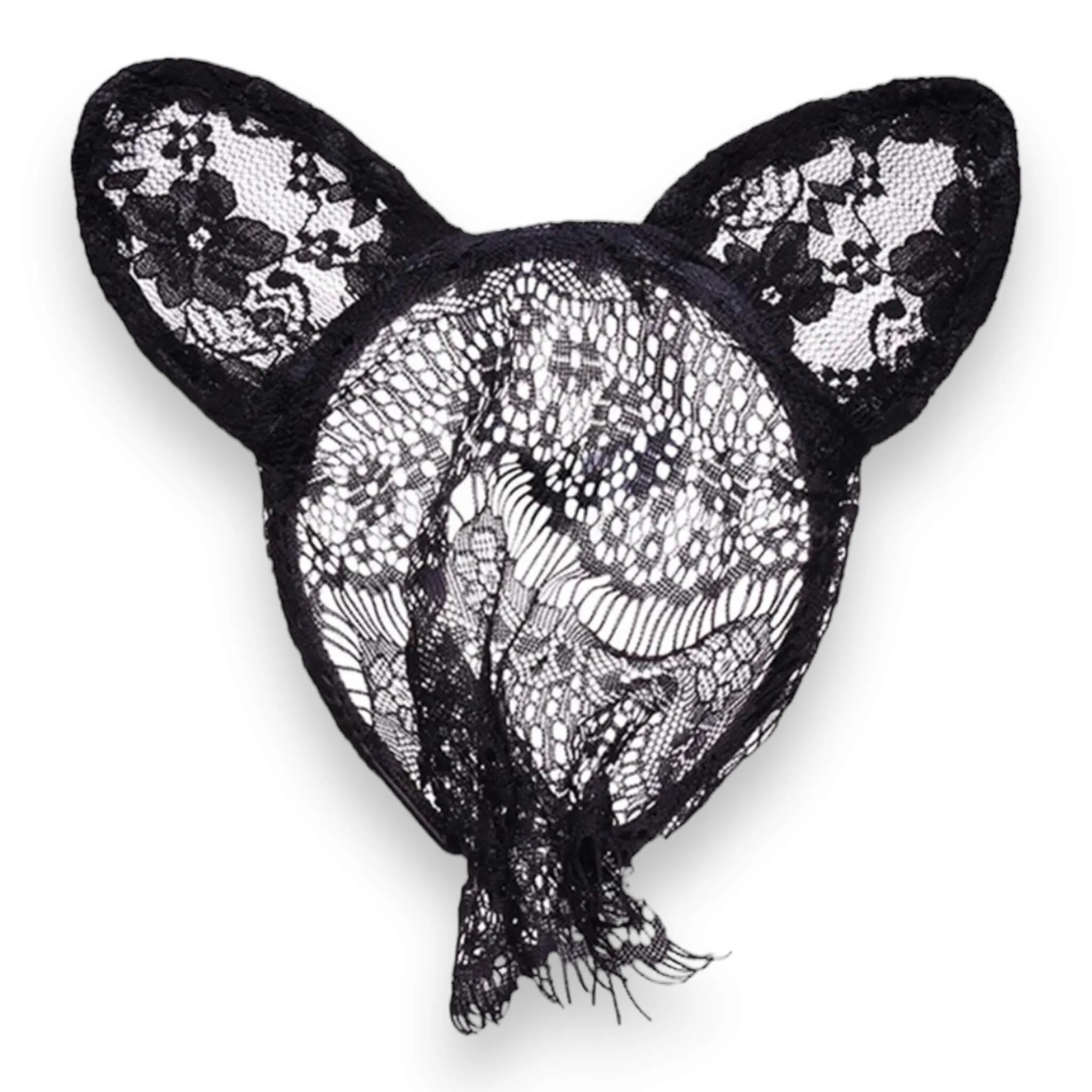 Black Lace Cat Ears Headband Veil