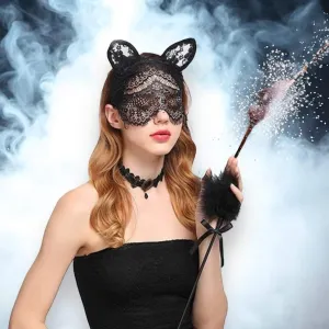 Black Lace Cat Ears Headband Veil