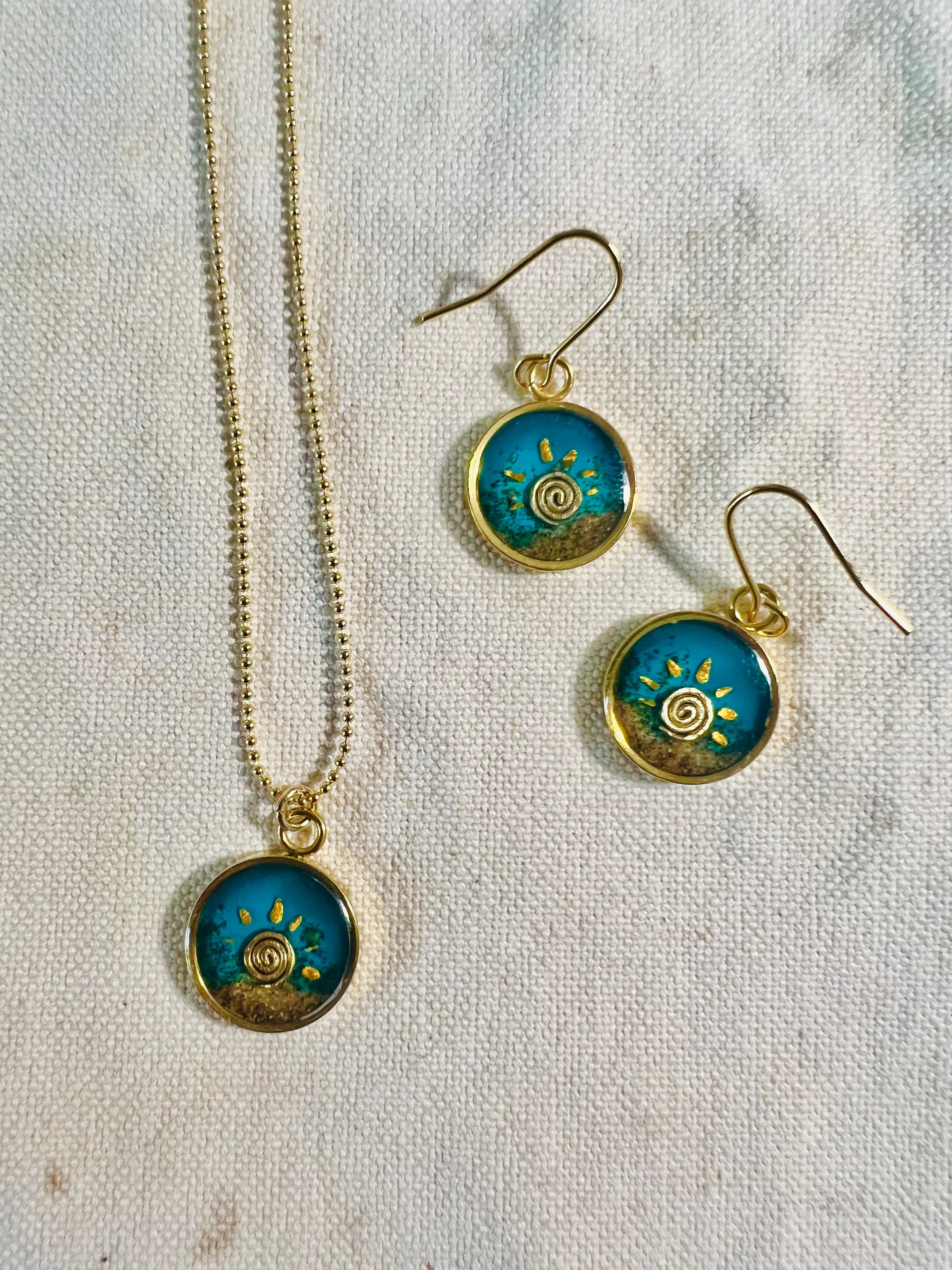 Blue Wave Beach with the Sun, earrings