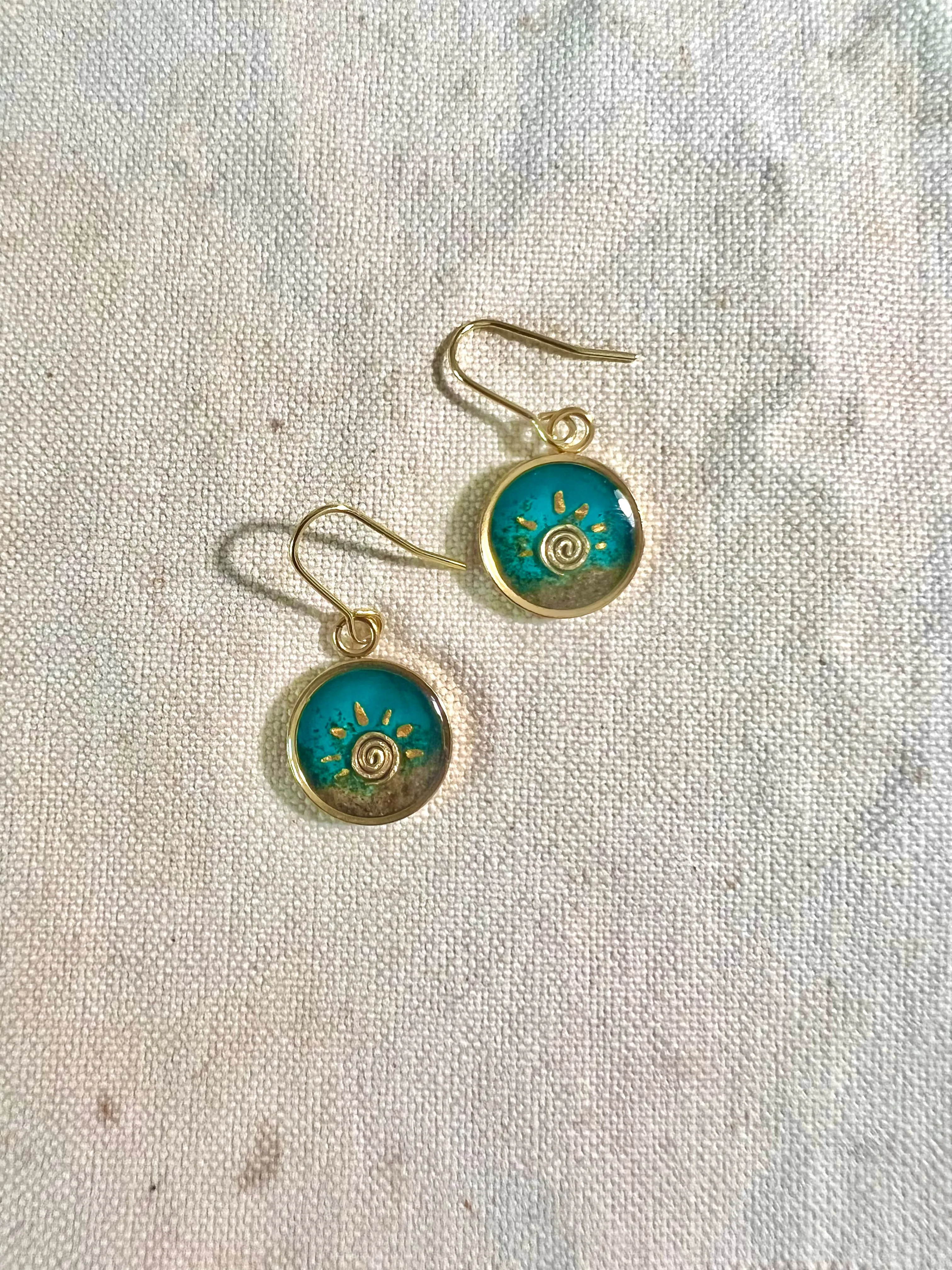 Blue Wave Beach with the Sun, earrings