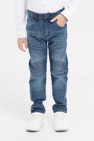 Boys Blue 5 Pocket Biker Jeans