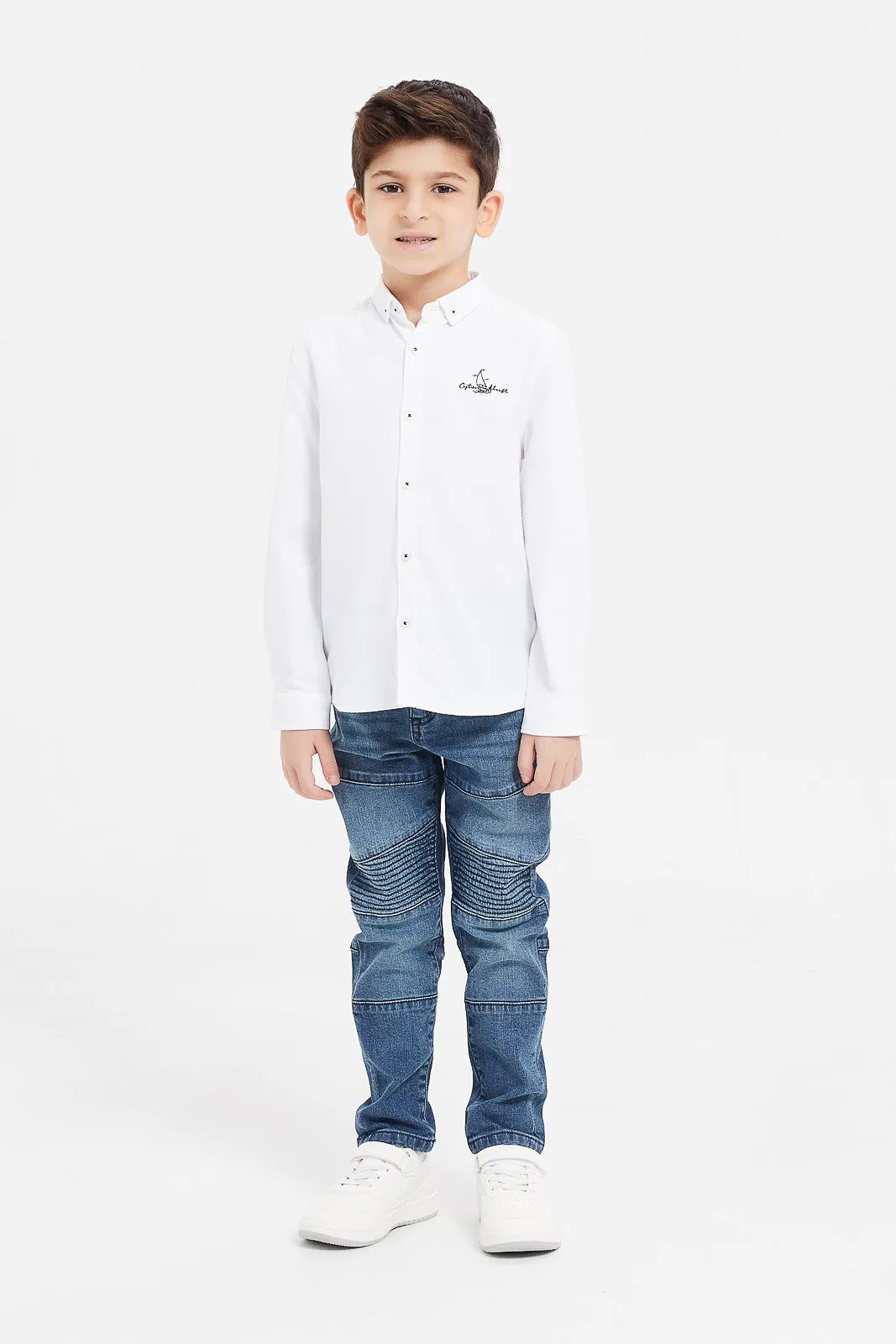 Boys Blue 5 Pocket Biker Jeans