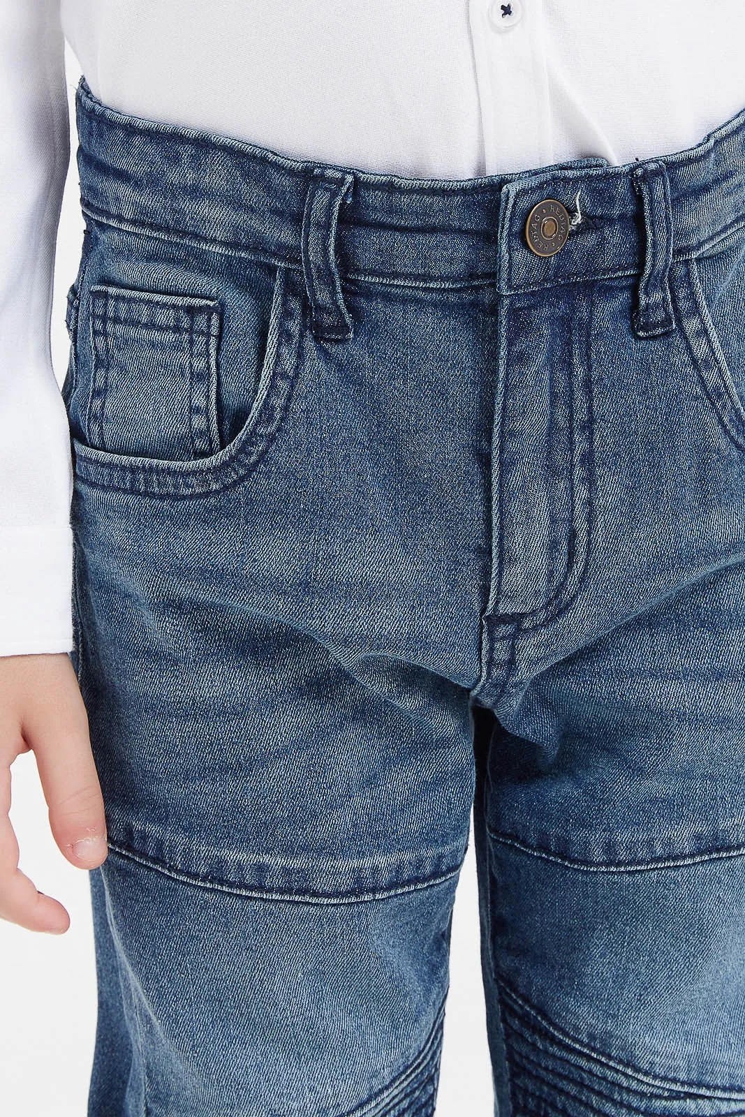 Boys Blue 5 Pocket Biker Jeans