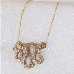 Bronze Snake Festoon Pendant on Gold Chain