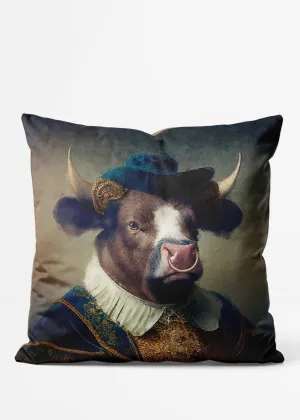 Bull with hat Animal Portrait Cushion