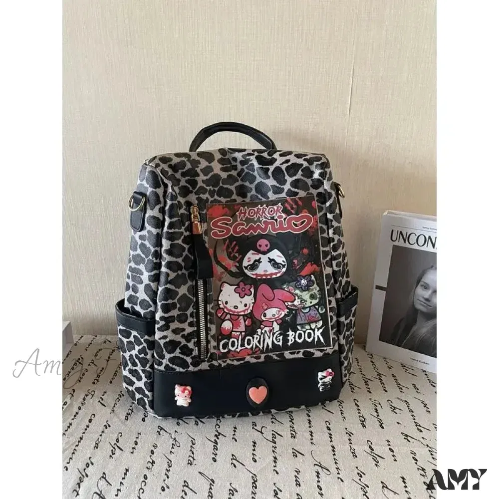 Cartoon Fashion Y2K Leopard Bag Kuromi Vintage Gothic Charming Luxury Shoulder Print