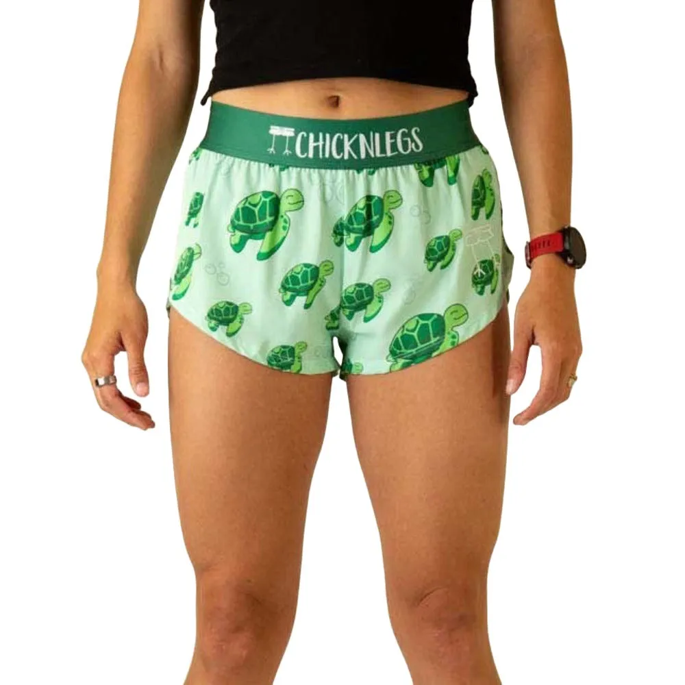 ChicknLegs Women's Sea Turtles Split Shorts 1.5"