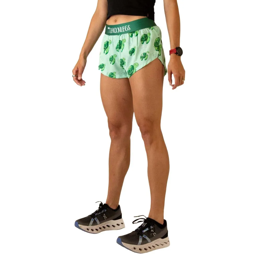 ChicknLegs Women's Sea Turtles Split Shorts 1.5"