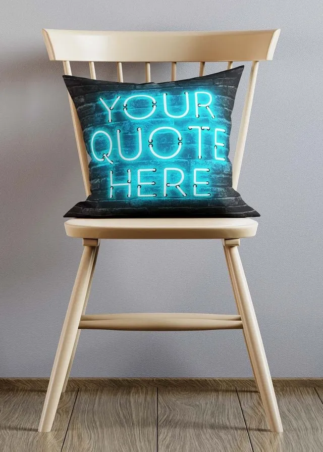 Custom Blue Neon Brick Cushion