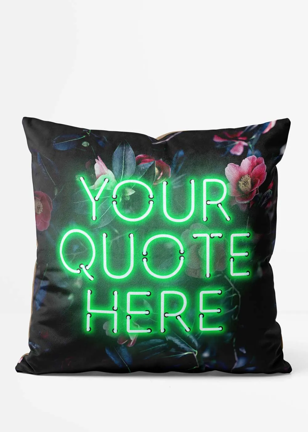 Custom Green Neon Floral Cushion