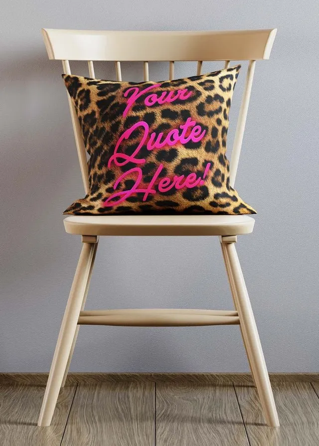 Custom Script Leopard Print Cushion