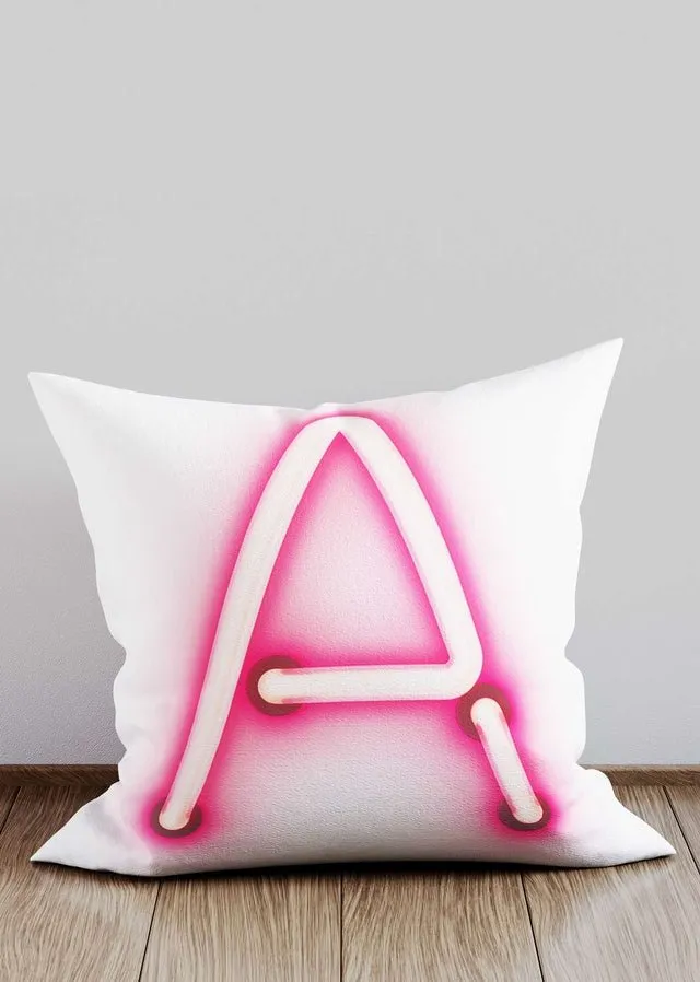 Custom Single Large Neon Letter White Cushion