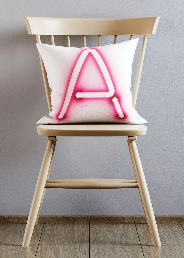 Custom Single Large Neon Letter White Cushion