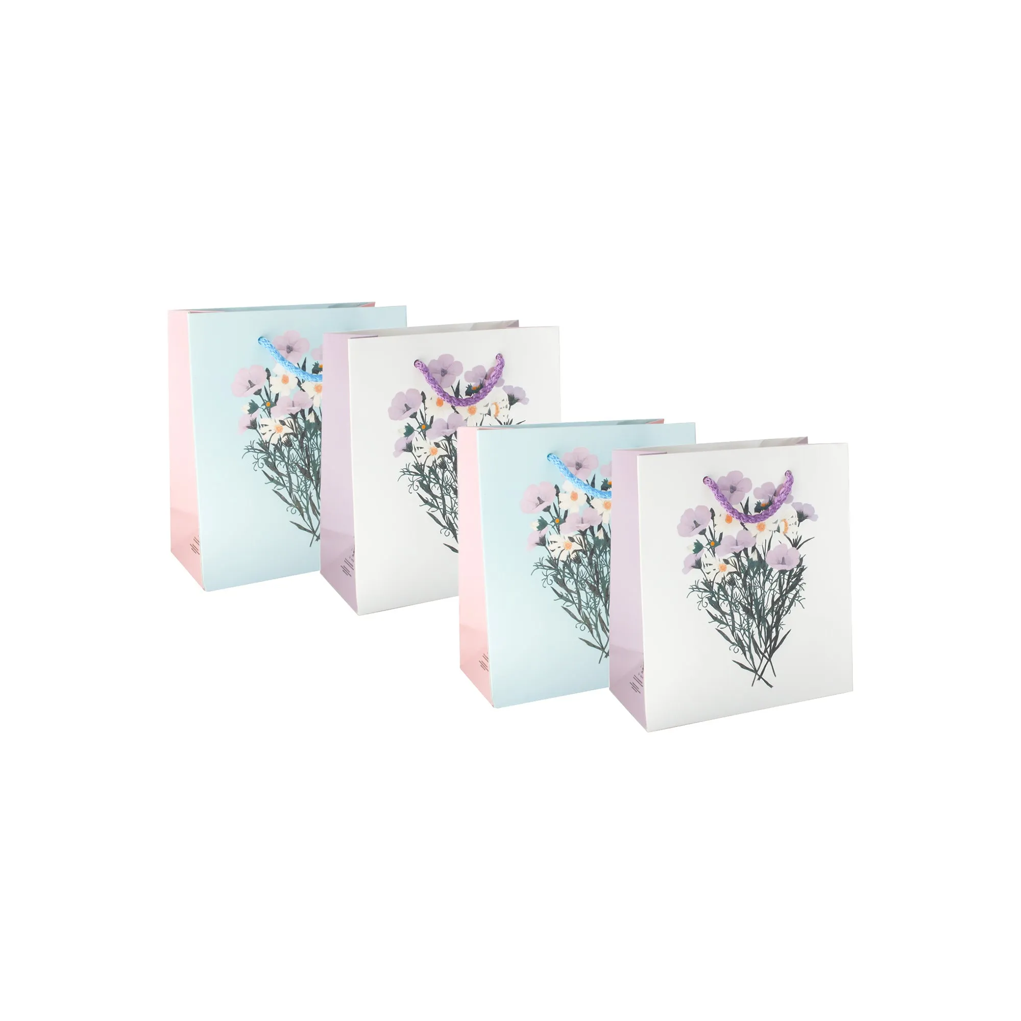 Elegant Floral Gift Bags - Set Of 4 Assorted Colours (Sizes Available)