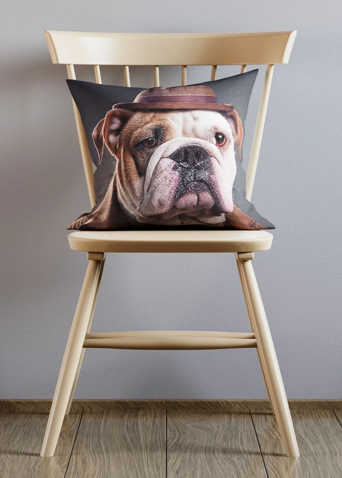 English Bulldog Animal Portrait Cushion