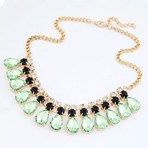 Fashion Imitated Gemstone Jewelry Drop Maxi Collar Statement Necklaces Pendants Choker Collier for Women