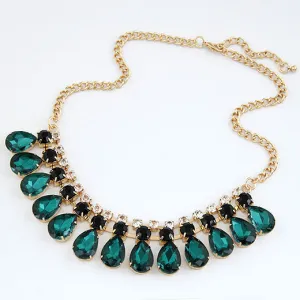 Fashion Imitated Gemstone Jewelry Drop Maxi Collar Statement Necklaces Pendants Choker Collier for Women