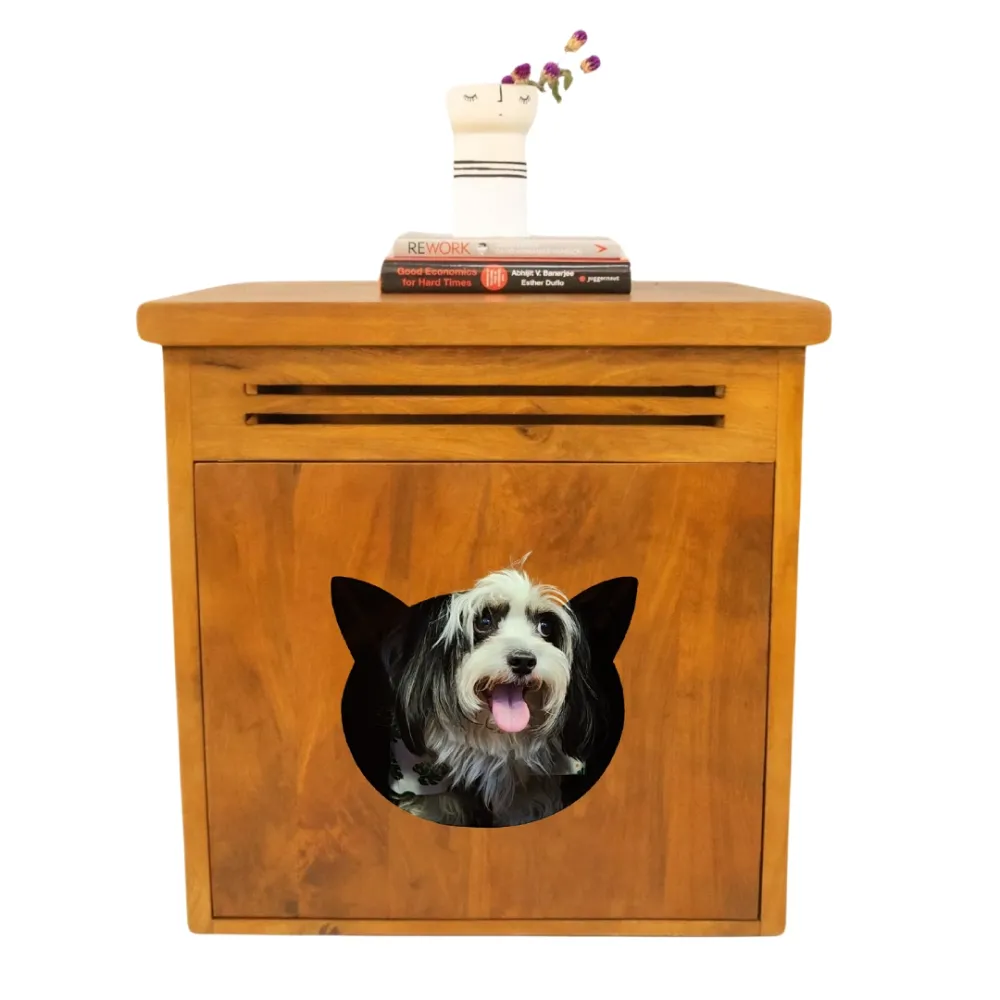 FurryLiving Meraki Cabinet with Cushion for Small Dogs and Cats (Honey)