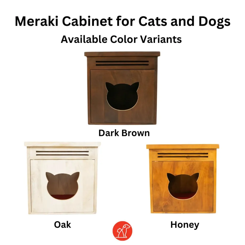 FurryLiving Meraki Cabinet with Cushion for Small Dogs and Cats (Honey)