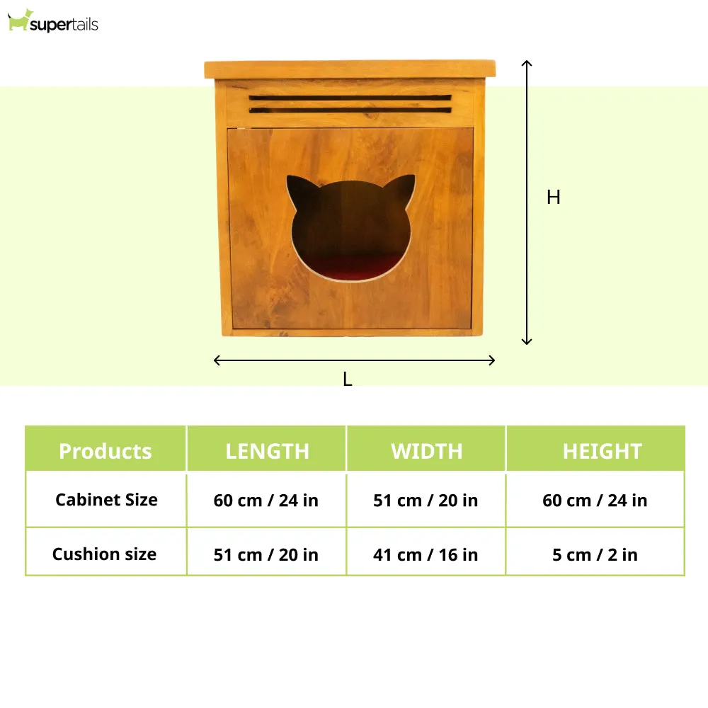 FurryLiving Meraki Cabinet with Cushion for Small Dogs and Cats (Honey)