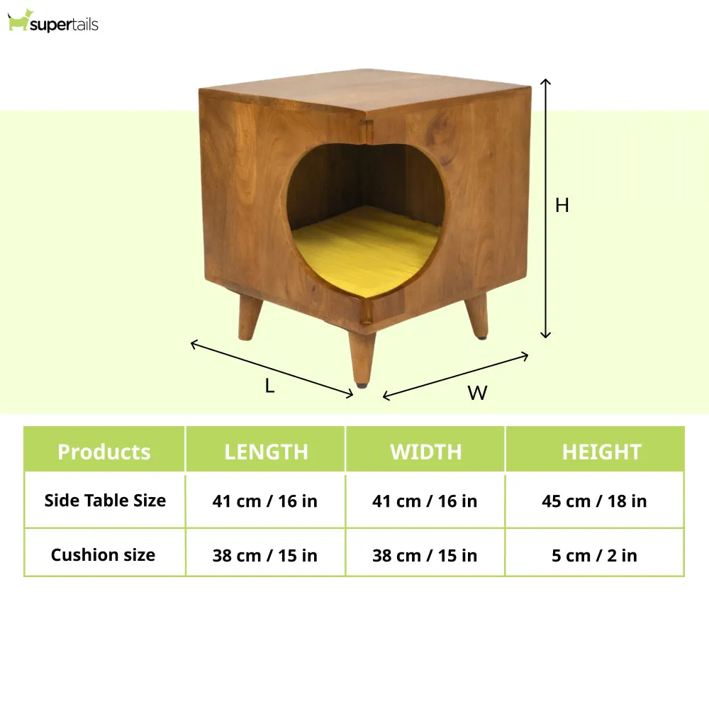 FurryLiving Wally Side Table with Cushion for Small Dogs and Cats (Honey)