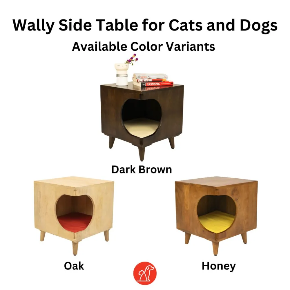 FurryLiving Wally Side Table with Cushion for Small Dogs and Cats (Honey)