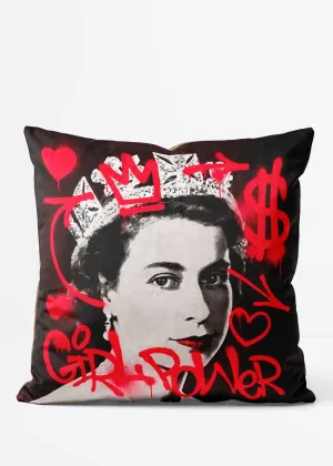 Girl Power Queen Altered Art Graffiti Cushion