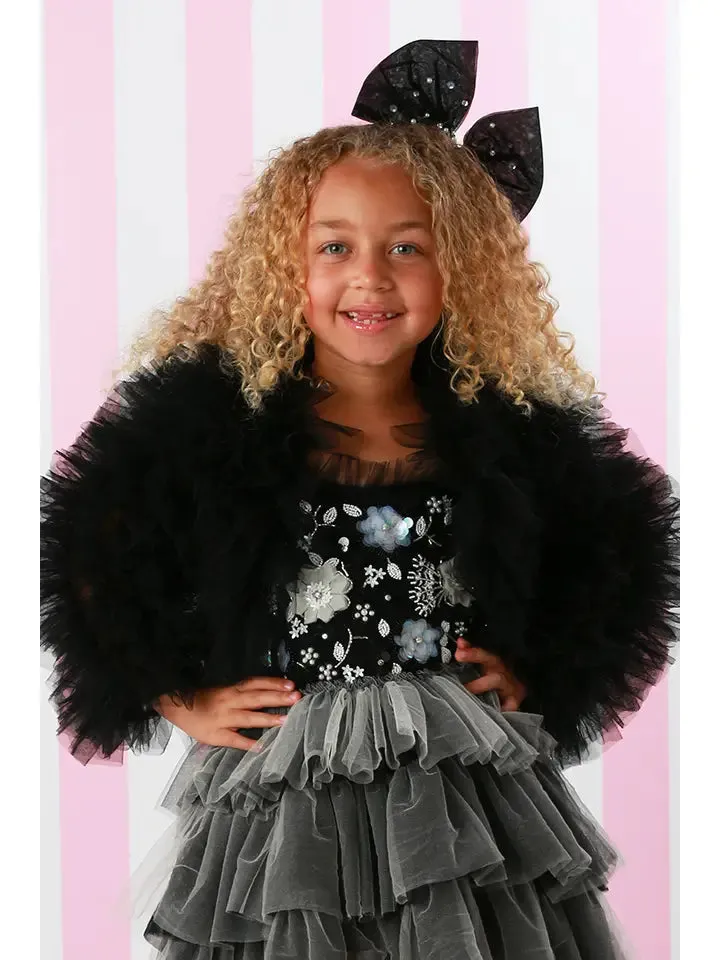 Girls Black Sparkle Bow Headband