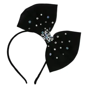 Girls Black Sparkle Bow Headband