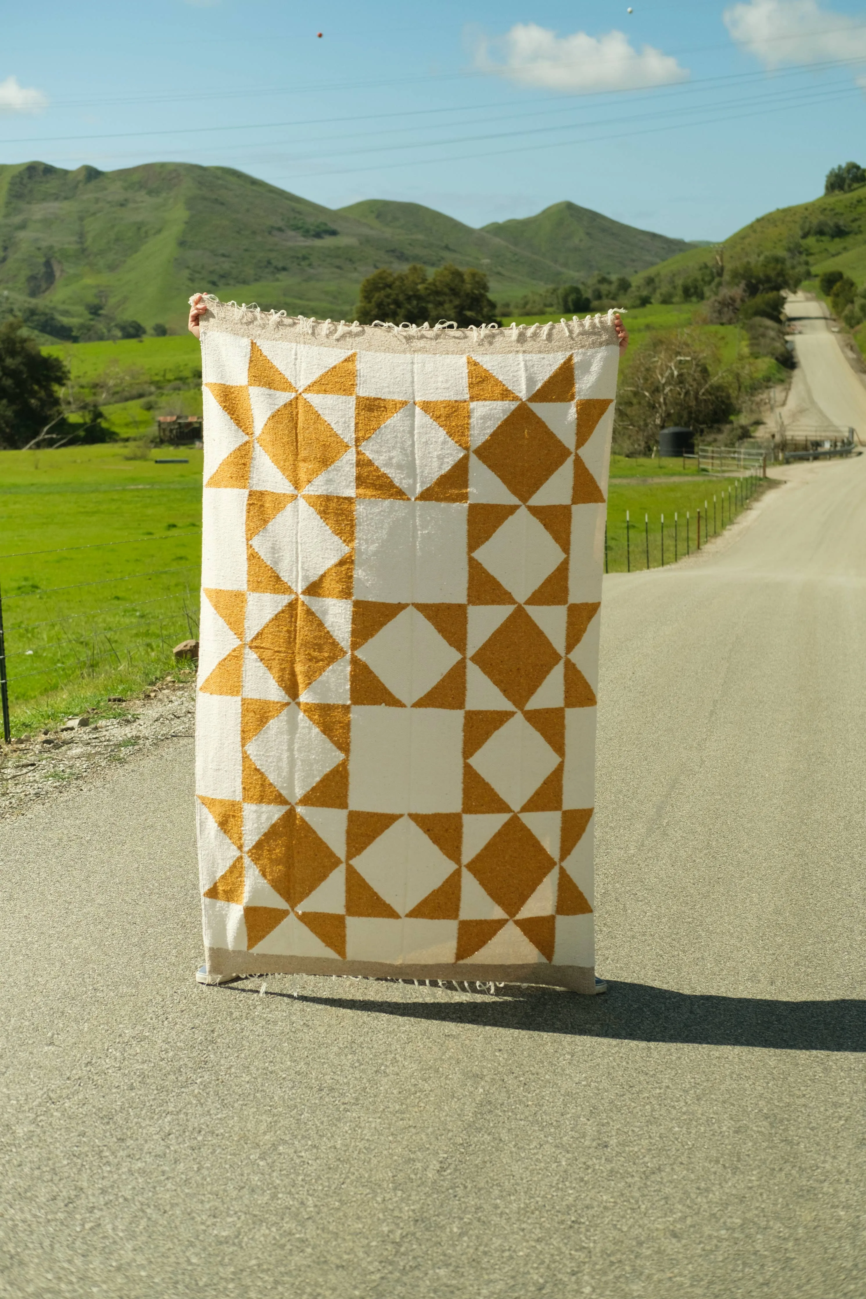 Gold & Cream Patchwork Sun Heavyweight Western Throw Blanket