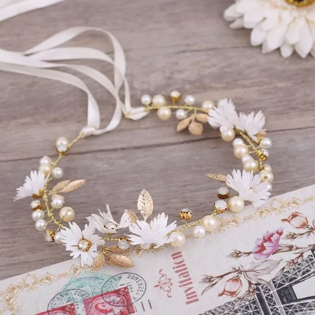 Gold Leaf Daisy Flower Headband