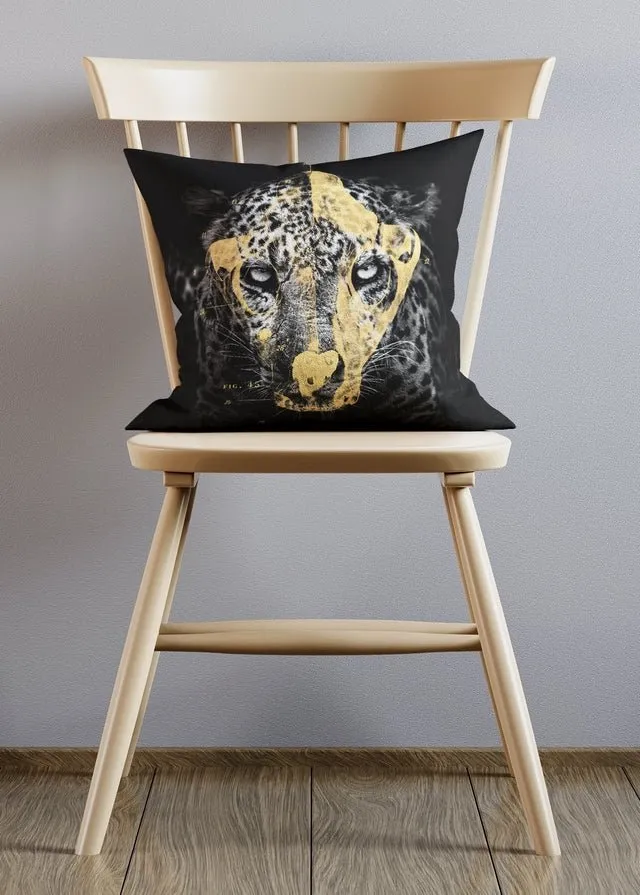 Gold Leopard Animal Cushion