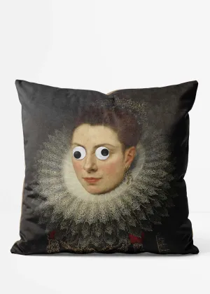 Googly Stick On Eyes Portrait Cushion 1