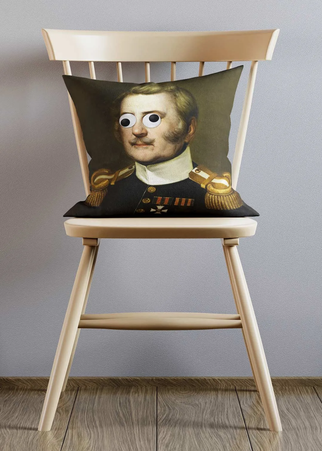 Googly Stick On Eyes Portrait Cushion 2